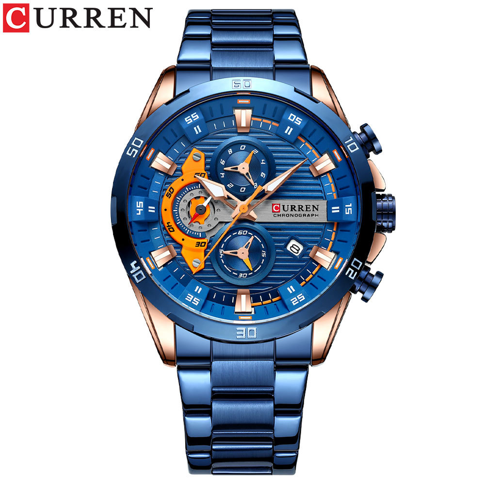 Curren 8402 Men's Watch Calendar Watch Six Pin Steel Strip Quartz Watch Business Men's Watch