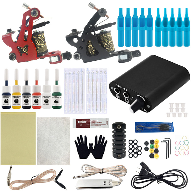 Tattoo machine set European beautiful tattoo equipment tattoo machine beginners tattoo set