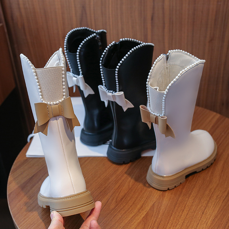 Kids Shoes Girls shoes children's long boots 2024 autumn and winter new winter long warm leather boots princess stylish all match boots