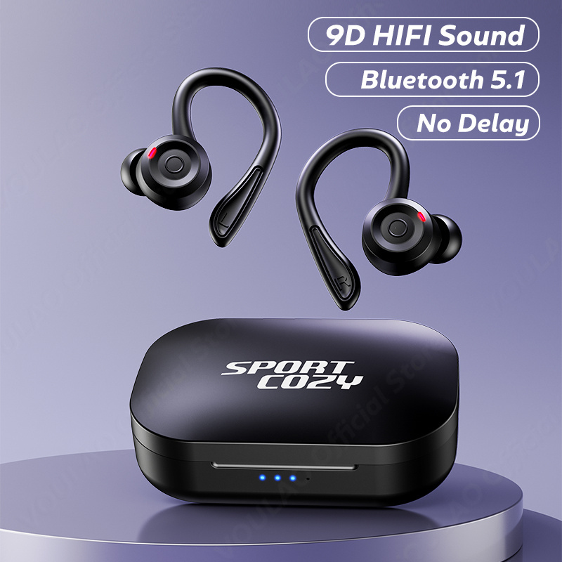 Wireless Bluetooth headset sports waterproof Bluetooth 5.1 headset stereo headset with microphone noise cancellation