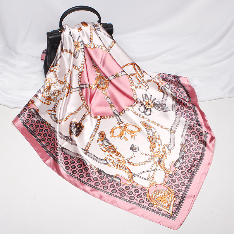 Muslimisches Kopftuch Damen Seide imitiert großen quadratischen Schal Geschenk Schal Druck Farbe Ding Schal