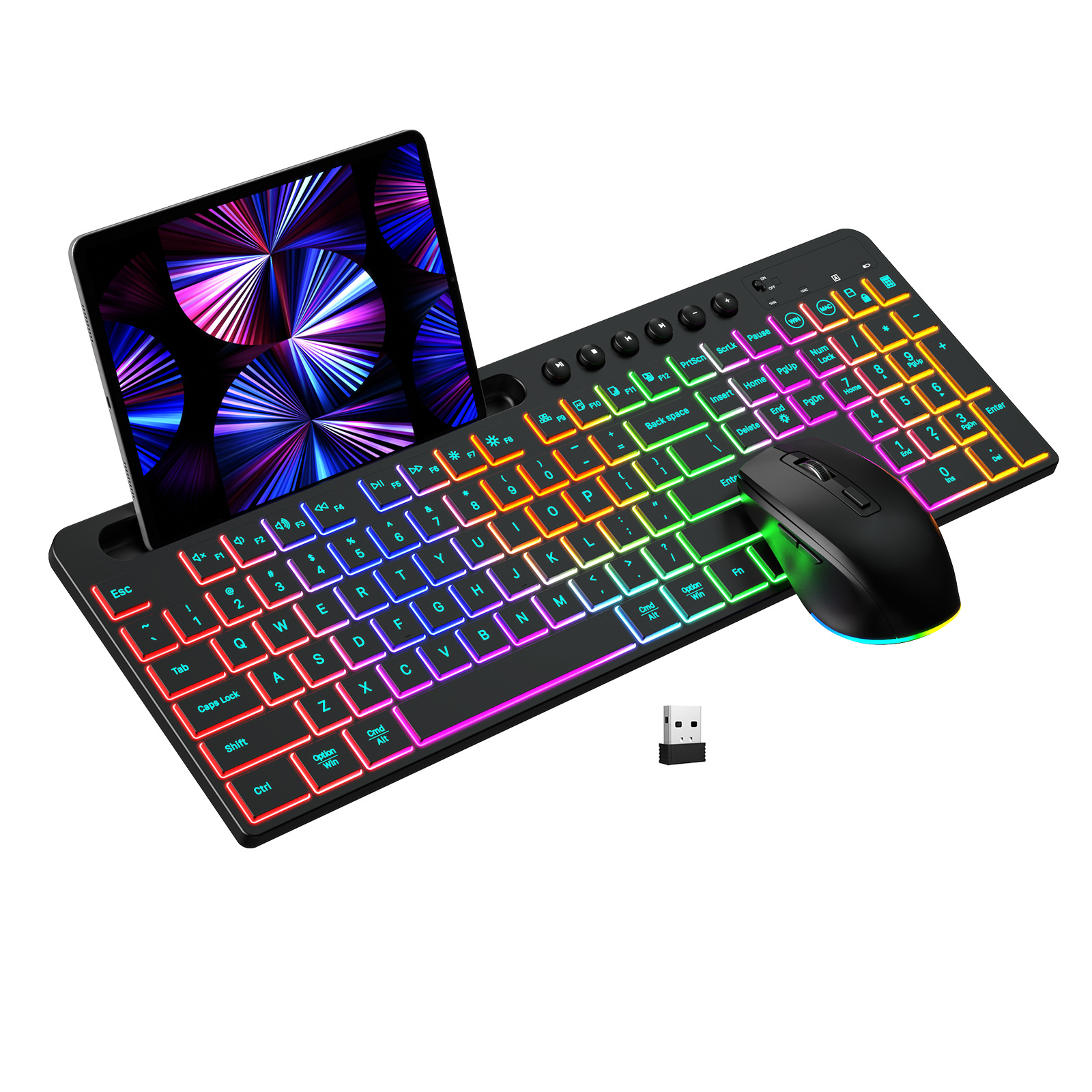 Wireless Keyboard And Mouse Set – 2.4G Silent Ergonomic Combo With Backlit Keys, Card Slot & USB Receiver (Plug & Play)