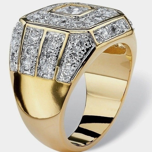 Unisex men's gold plated zircon ring hot trend jewelry hip hop ring best selling