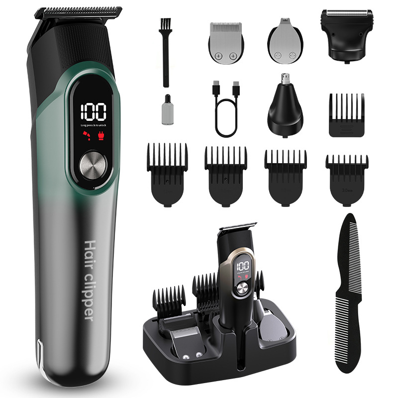 Hair Trimmer Hair Clipper Five In One Set Digital Display Electric Hair Clipper Shaving Head Adjustable Carving Multi Function Electric Hair Clipper