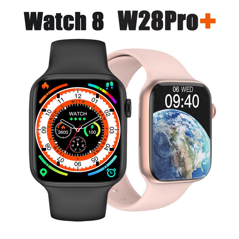 NEW Original W28 Pro + Smart Watch Series 8 Men Women Bluetooth Call Wireless Charging Custom Dial Smartwatch Support NFC Siri