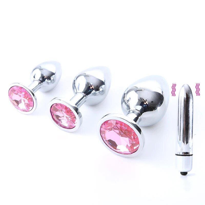 Anal Diamond Plug Jewelry Bead Dilator Vibrator for Gay Body Massage Prostate Massage Stainless Steel Anal Toy