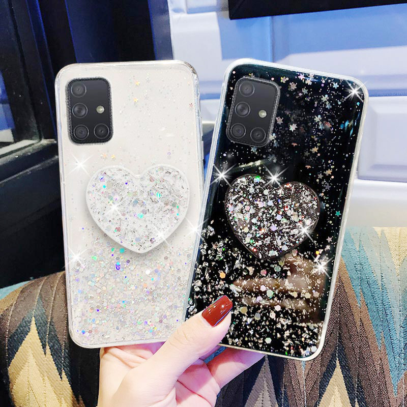 Glitter Holder Case For Samsung A51 A71 A50 A70 A21s A12 A41 A40 A31 A20e A02 Cover For Samsung J6 J4 A6 A8 Plus A7 2018