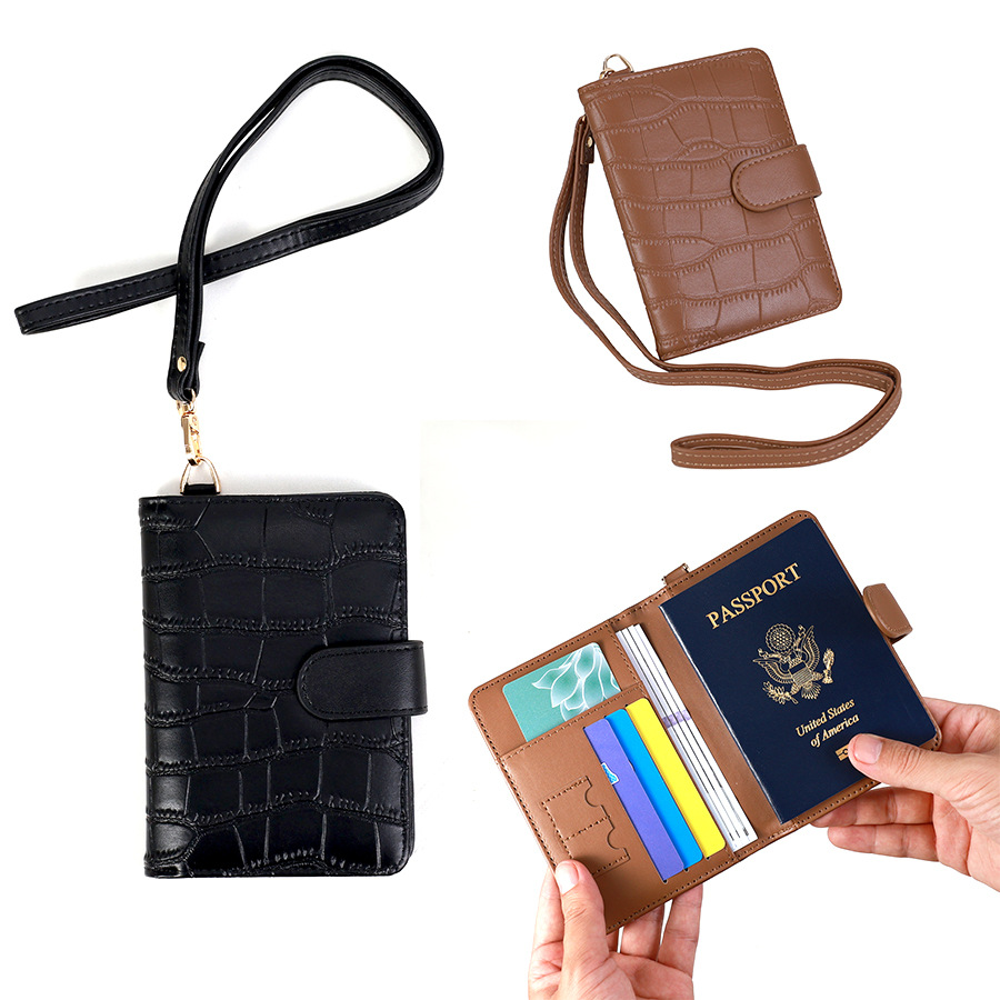 Simple travel abroad ticket holder ID card holder protective cover portable neck hanging passport bag