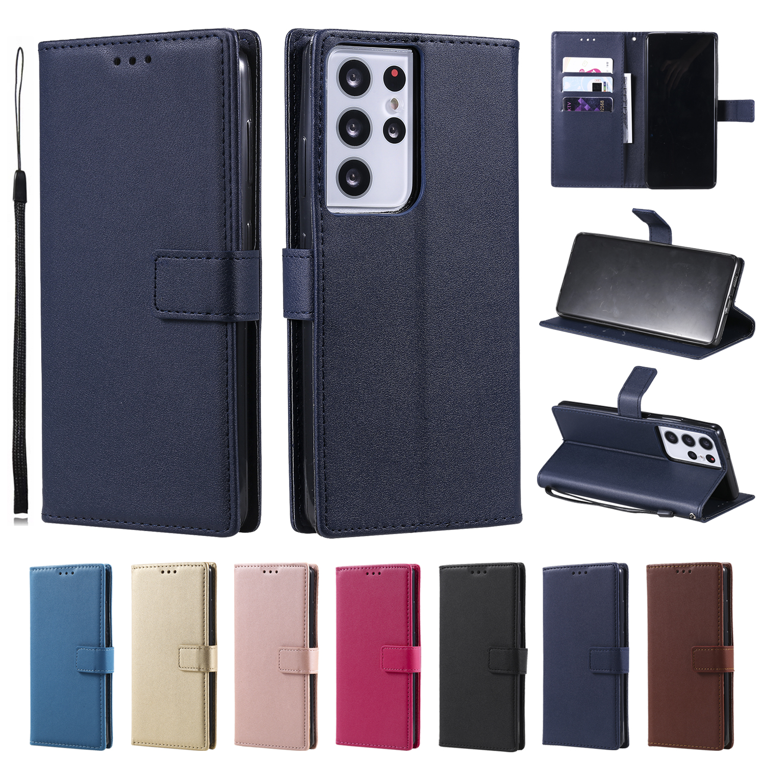 Leather Flip Wallet Case For Samsung Galaxy S21 S30 S20 S10 S9 S8 Plus S6 S7 Edge Note 8 9 10 Lite 20 Ultra Funda Protec