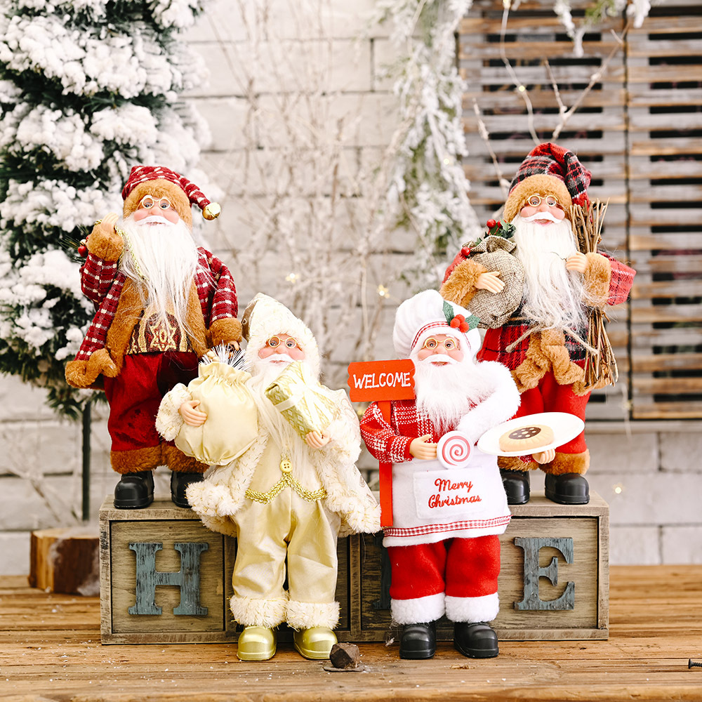 New Christmas Decorative Products Standing Santa Claus Doll Christmas Plastic Doll Creative Toy Decoration