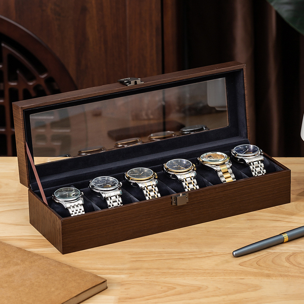 Home Storage New Watch Box Walnut Grain Watch Jewelry Box Sunglasses Watch Storage Box