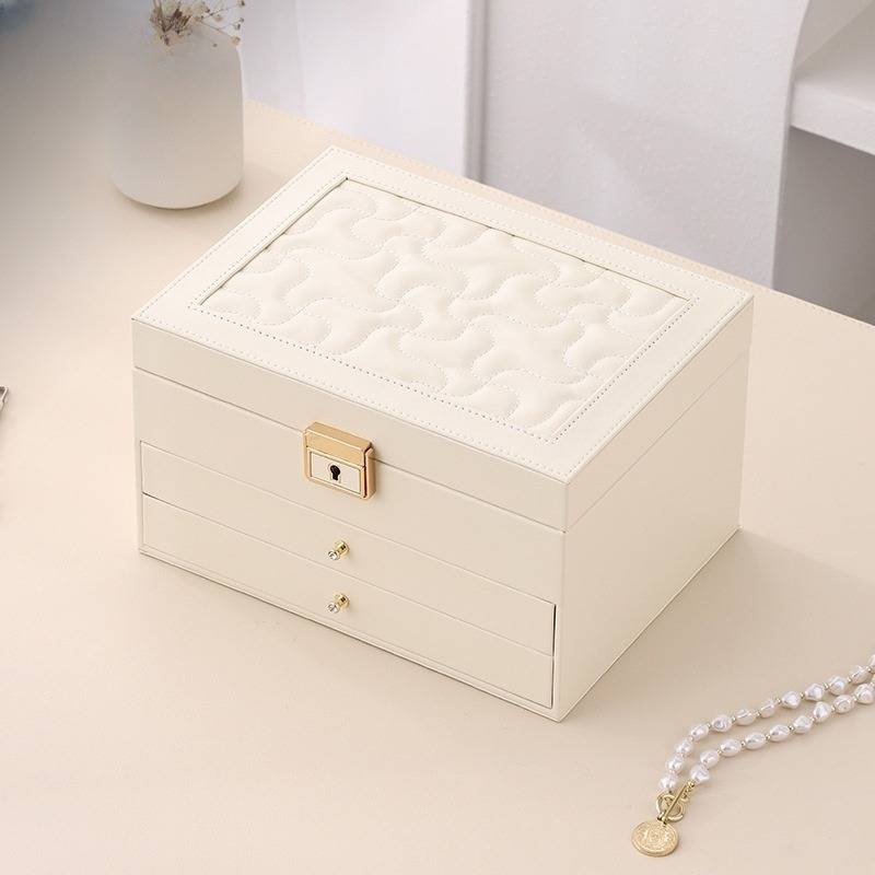 Multi Layer Jewelry Storage Box With Lock Large Capacity Jewelry Box Drawer Ring Necklace Earring Jewelry Box