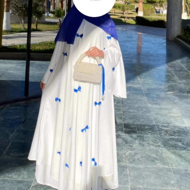Women's Clothing New Dubai Abaya Loose Trumpet Sleeve Bow Robe Dress
