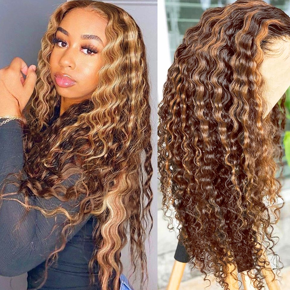 Brazilian hair 13*4 pre-lace human hair small curls butterfly hair wig 180% density P4/27 color shape natural fashion suitable for women daily wear