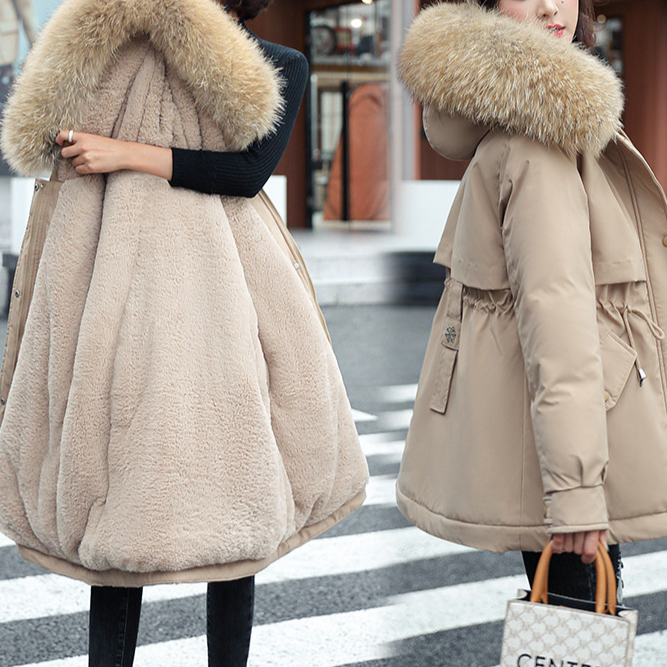 Damenbekleidung Mittellanger Parka für Damen 2024 Winter Neuer Stil Verdickter lockerer warmer Baumwollmantel Großer Damen-Baumwollmantel