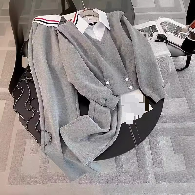 Women's Clothing Goods Temperament Leisure Sports Suit Women Autumn Fashionable Hot Two Piece Sweater High Waist Wide Leg Pants Two Piece Suit