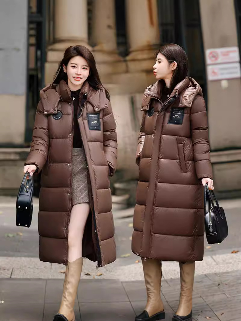 Women's Clothing Couple Black Gold Warm winter coats Cotton Jacket Women's Long Over Knee Winter winter coats Cotton Jacket