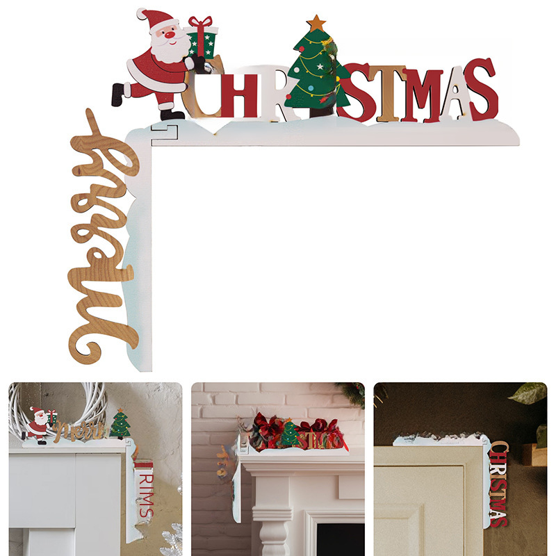 Haobei new Christmas decoration supplies three-dimensional wooden Christmas letter door frame hanging creative door corner table decoration