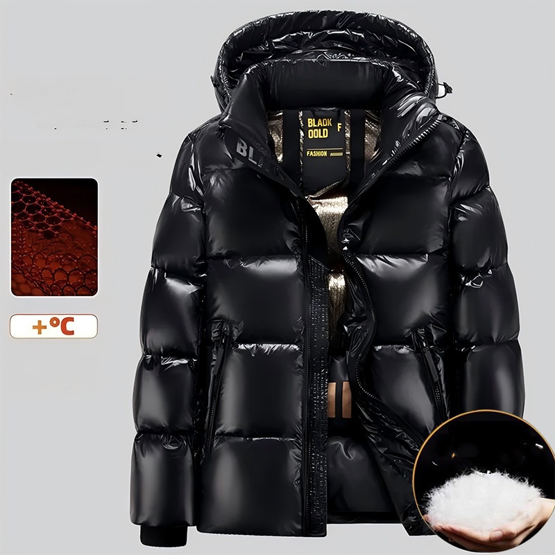 Premium Black & Gold Down Jacket – 700FP White Goose Feather, Unisex Short-Length, Waterproof & Windproof (Black)