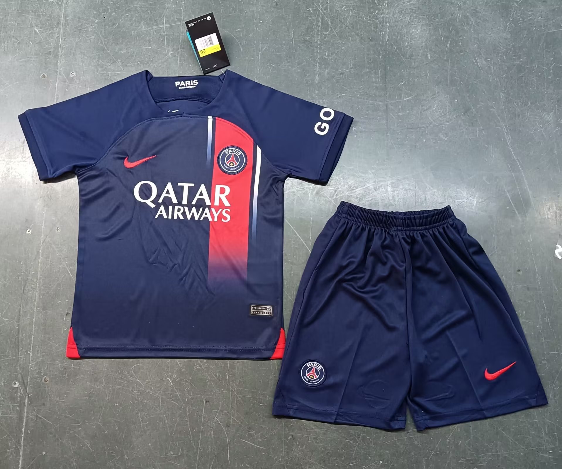 2023-2024 Kids Paris-Saint-Germain Home and Away Soccer Football Jersey Kits Short+Shirt Set