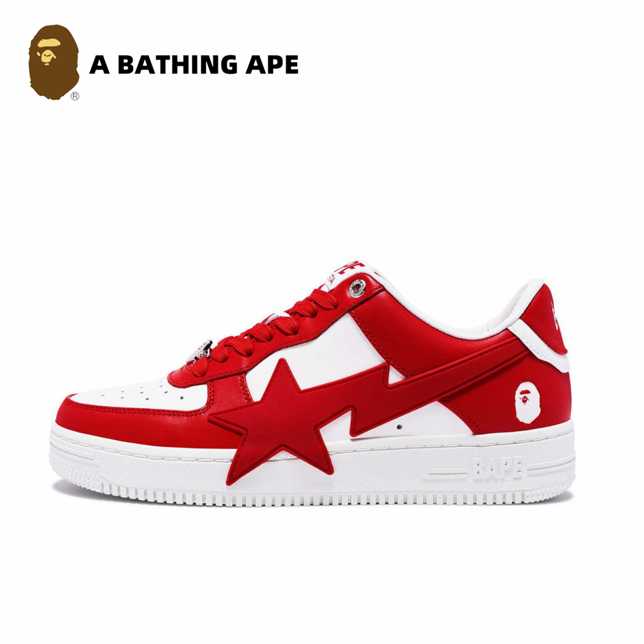 A BATHING APE Bape-STA OS Classic Lacquer Leather Double Splicing Trendy Fashion Board Shoes Air Force No.1 Board Shoes Men's And Women's Same Style