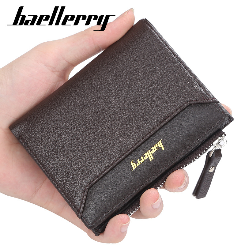 Wallet Men's New Fashion Short Zipper Coin Purse Open Multi-Card Card Holder