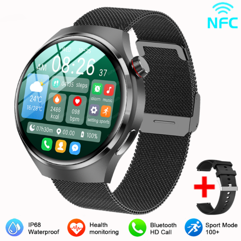 2023 GPS For Huawei Xiaomi NFC Smart Watch Men Watch 4 Pro AMOLED HD Screen Heart Rate Bluetooth Call IP68 Waterproof SmartWatch