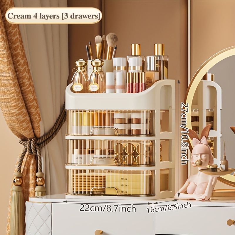 Beautiful Makeup Storage Box, Jewelry Storage Box, Desktop Storage Box With Drawers. Plastic Material, Waterproof