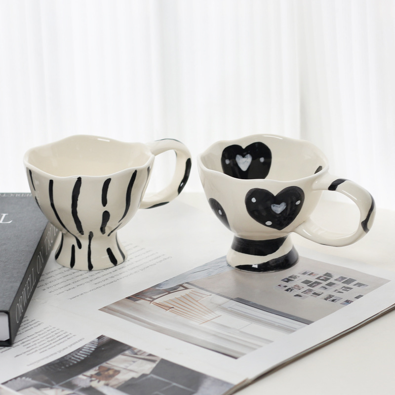 Retro Handheld Mug, Irregular and Irregular Shaped Water Cup, Unique Design, Creative Ceramic Water Cup, Couple Coffee Cup