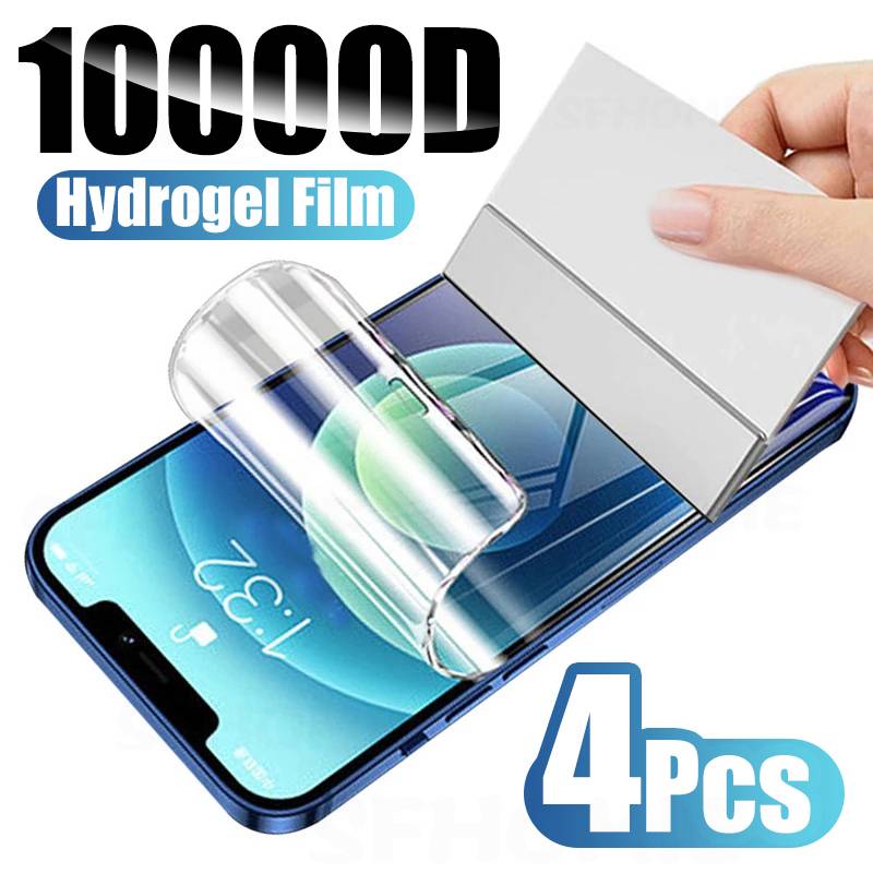 4Pcs Full Cover Hydrogel Film Screen Protector For iPhone 14 13 12 11 Pro Max X XR XSMax 12Mini 13Mini 14Plus Screen Protector On iPhone 7 8 6 Plus