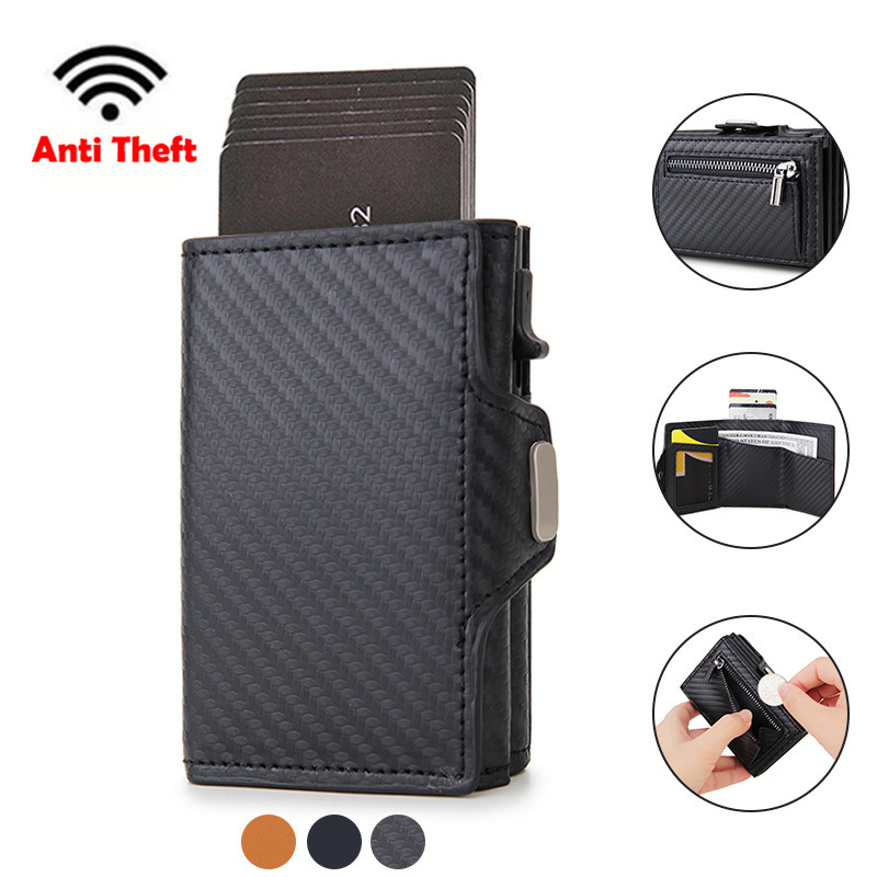 New Card Holder Card Holder RFID Anti Theft Men's Multi Function Automatic Pop Up Card Box Multi Card Slot Men's Wallet