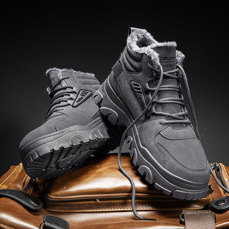 Man's Ankle Boots Winter Warm Casual Booties Trekking Hiking Jogging Shoes Windproof Lace-Up Thermal Snow Boots