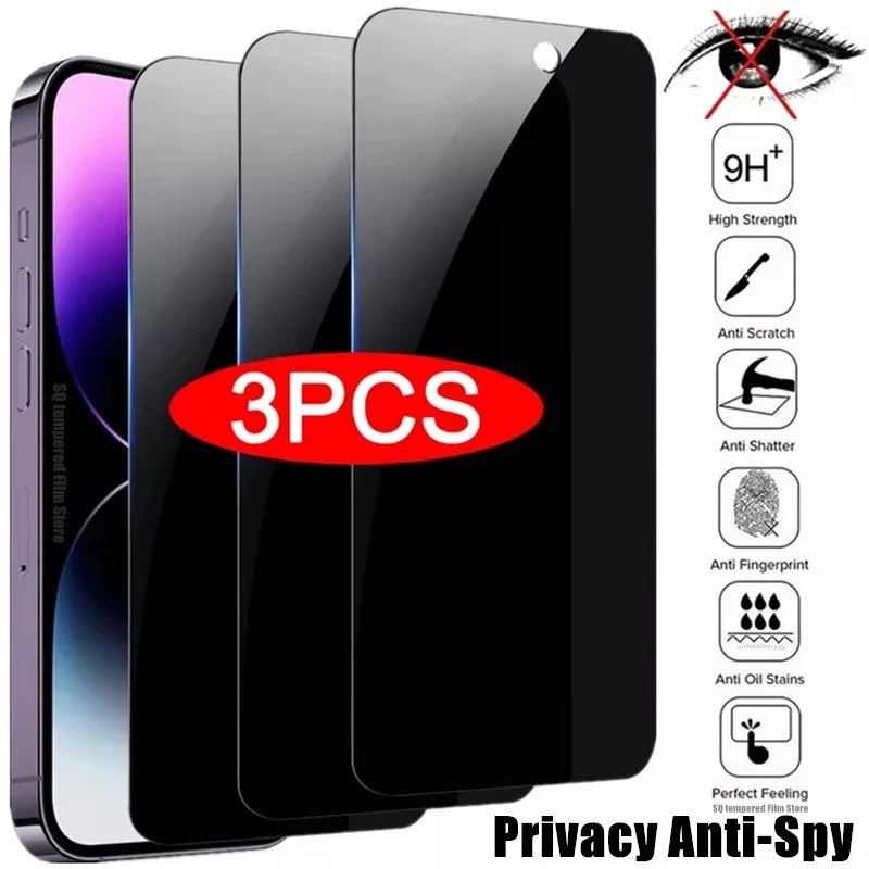 3PCS Privacy Screen Protector For iPhone 14 PRO MAX Anti-Spy Glass For iPhone 13 12 11 XS Max XR 7 8 6 6s Plus SE2022 Tempered Glass