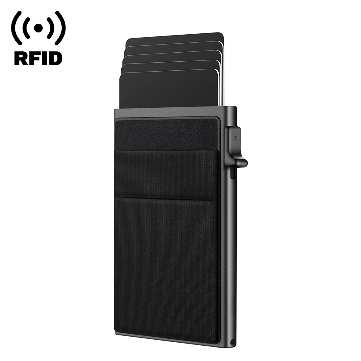 Men’s Bags RFID Side Push Anti Theft Multi Card Metal Card Holder Aluminum Alloy Card Box Multi Function Cash Clip Credit Card Holder