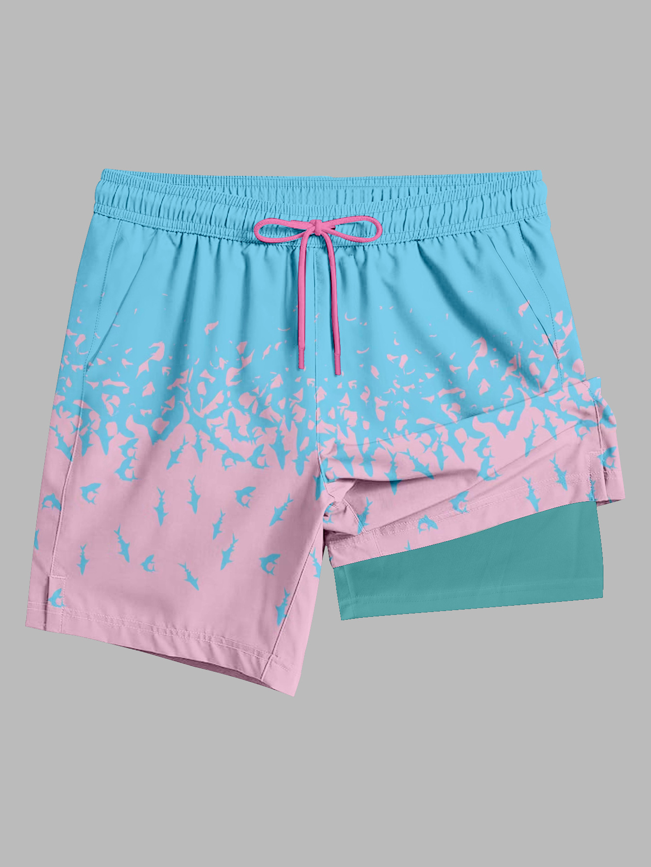 Men's Clothing Hot Selling Gradient Men's Beach Thin Quick Drying Pants Can Be Used In The Water Beach Shorts Four Point Double Layer Beach