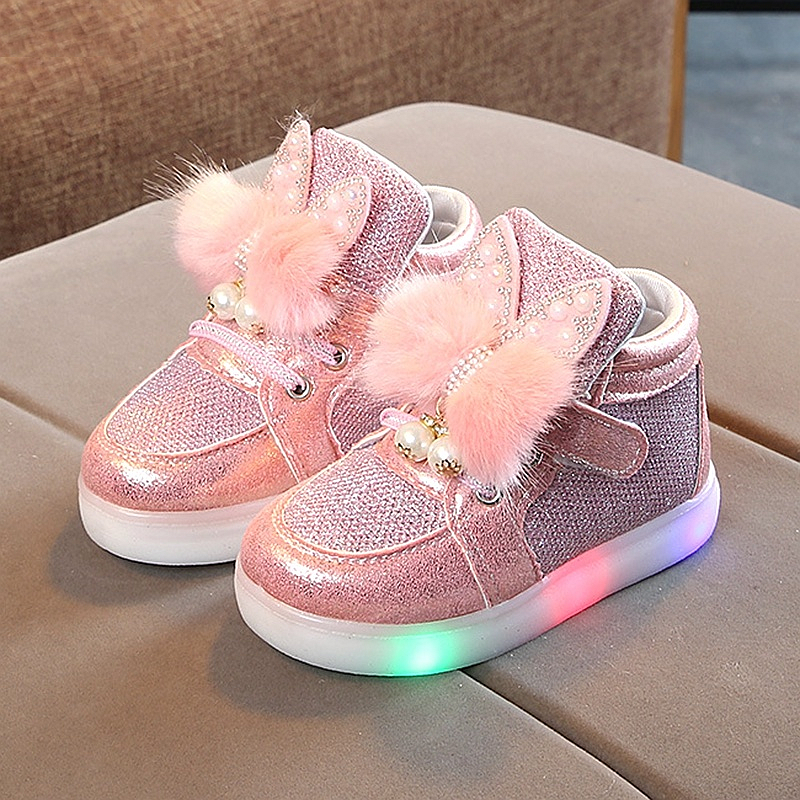 XUANMU Children's Led Sneakers Girls Glowing Kids Shoes Luminous For Girls Sneakers Baby Kid Shoes with Backlight Sole X0258