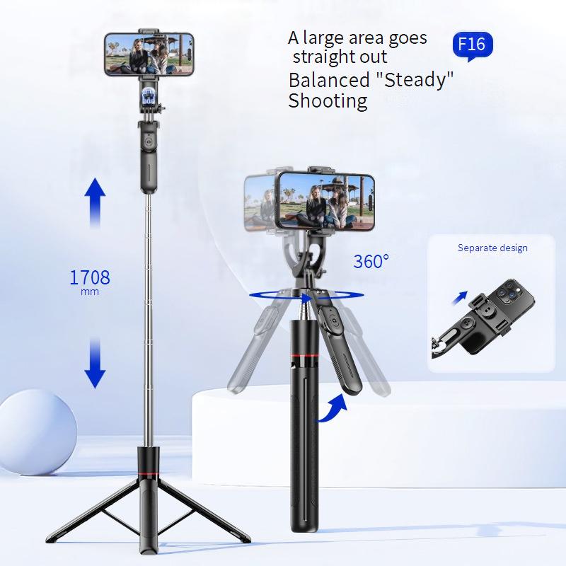 F16 Selfie Stick With Bluetooth Remote, Tripod Stand & Dual Fill Light - Extendable Phone Holder For Stable Photos & Videos, 360° Rotation