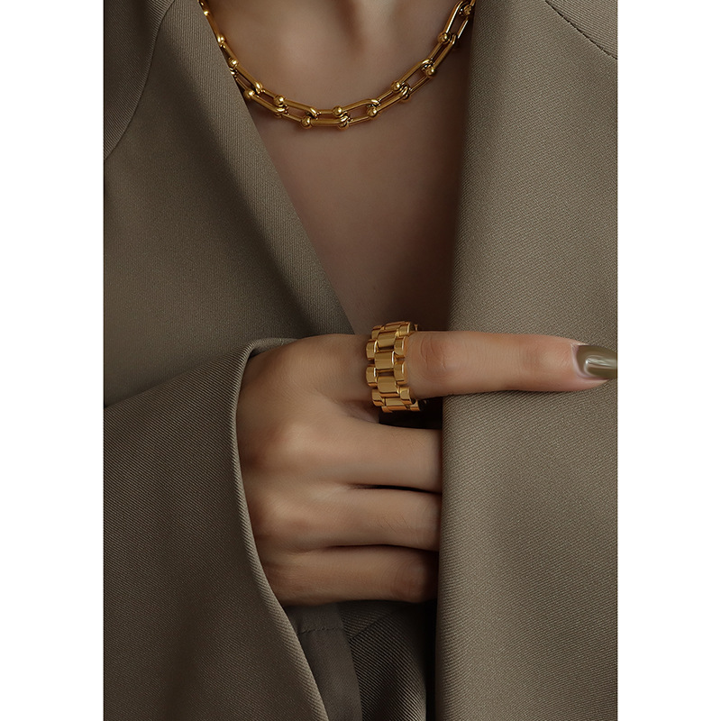 Exaggerated Rolega texture heavy combination handmade titanium steel ring versatile ring index finger ring jewelry A184