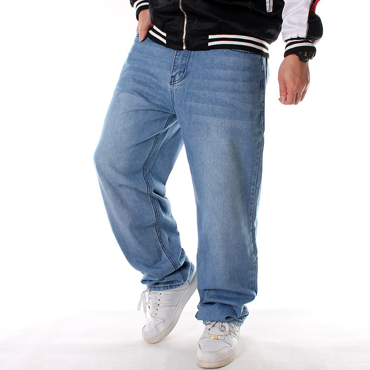 Men's Clothing light blue plus size jeans men's loose casual trend hip hop HIPHOP street dance trousers skateboard pants
