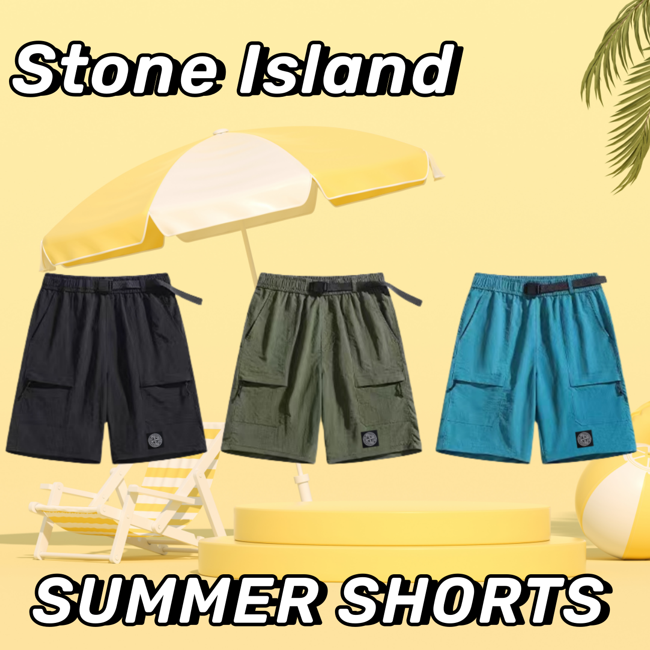 Stone Summer Island New Shorts Stone&Island summer nylon shorts Men's casual shorts Women's trend everyday shorts