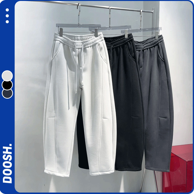 Men's Clothing Loose Casual Pants Men's Winter Plus Velvet Thickened Three Dimensional Cutting Sanded Couple Style Machete Casual Sweatpants