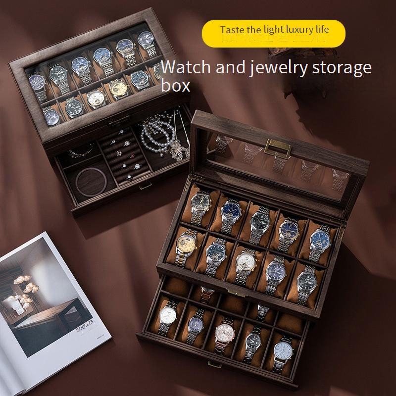 Home & Garden Wood Grain 3/6/10/12 Position Collection Display Watch Box Box Watch Storage Box