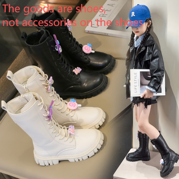 Kids Shoes Girls Boots Children's Boots New Plus Velvet Medium And Large Children's Long Boots Two Cotton High Boots All Match Leather Boots