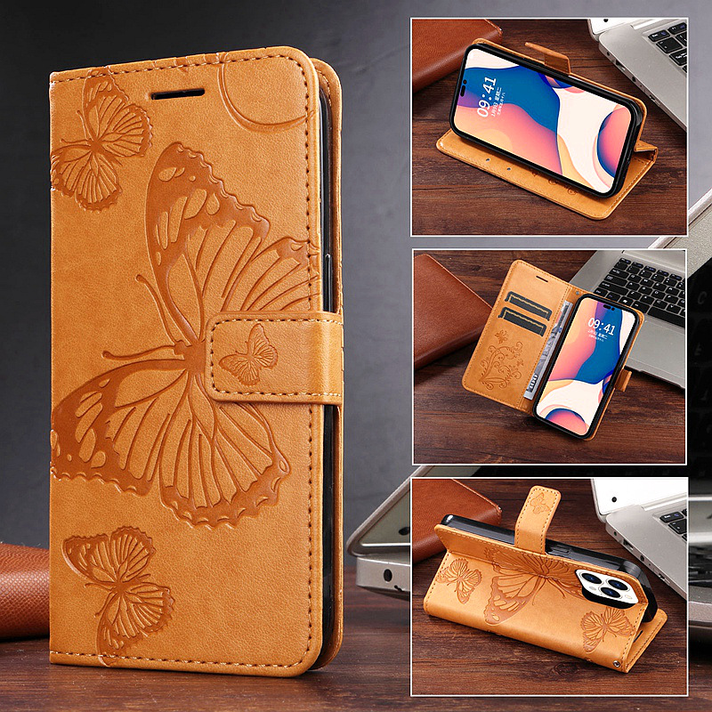 iPhone 14 Luxury Embossing Butterfly Book Case for iPhone 11 12 13 14 Pro Max XR XS MAX 6 7 8 Plus Wallet PU Leather Fli