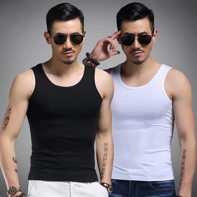 Men's Clothing Men's Vest Elastic Tight Milk Silk Solid Color Sports Vest Men's Summer Slim Fit Bodybuilding Bottoming Shirt
