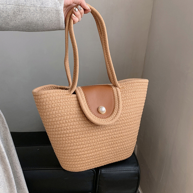 Women's Bags Large Capacity Tote Bag Beach Bag Woven Bag Women's Niche Woven Handbag Casual Vegetable Basket Bag Underarm Bag