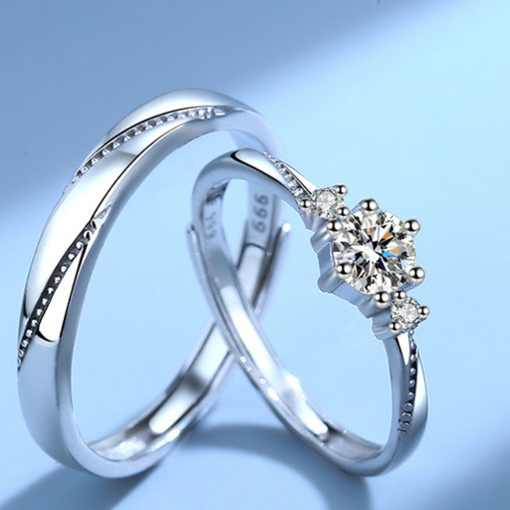 Love at First Sight Zircon Diamond Couple Foot for Men and Women, 999 Sterli Silver Fashion Simple Matchi Weddi