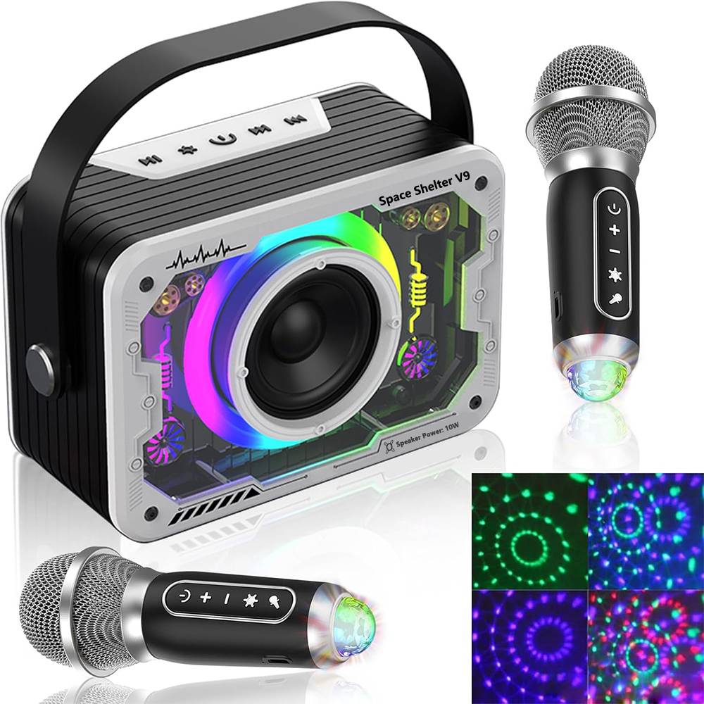 Byteuni Karaoke Machine, 2 Wireless Karaoke Microphones With Lights, Portable Bluetooth Speaker, Singing Machine For Boys Girls, Supports AUX/USB/TF ﻿