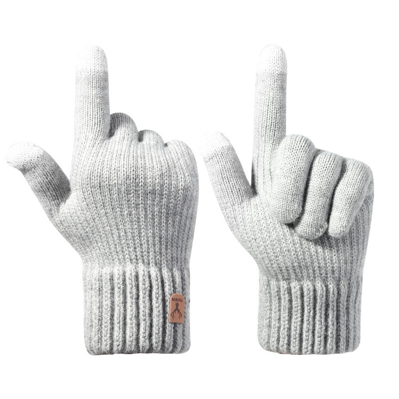 Sports Gloves Skiing Cycling Motorcycle Hiking Touch Screen Gloves Men's Fleece Thick Gloves Wool Knit Warm Touch Screen