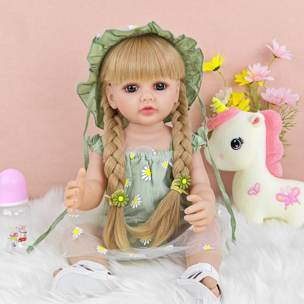 55cm Reborn Doll Soft Vinyl Simulation Baby Toy Girl Princess Dress up Doll Birthday Gift Set